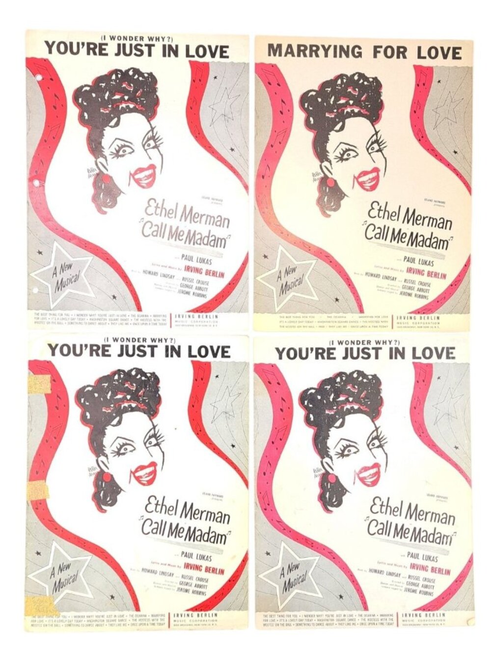 Vintage Sheet Music Call Me Madam Lot Of 4 Ethel Merman In Love Marrying 1950
